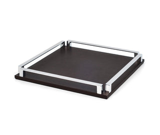 handcrafted leather tray pinetti luxury calf leather serving tray metal handles close-up