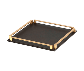 handcrafted leather tray pinetti luxury calf leather serving tray metal handles side view