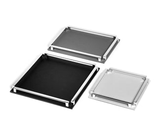 handcrafted leather tray pinetti luxury calf leather serving tray metal handles set view
