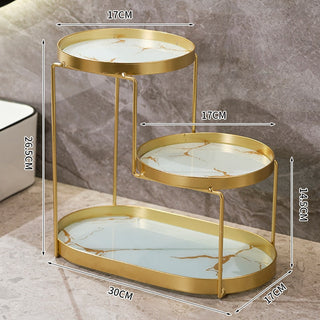 multi-tier shelf durable cosmetics storage rack bathroom organiser close-up
