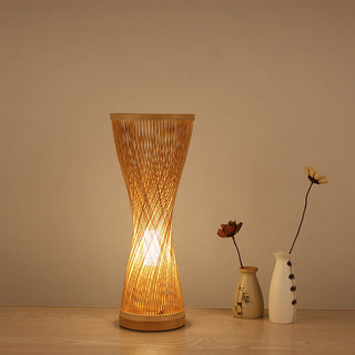 Bird nest woven table lamp — natural design close-up