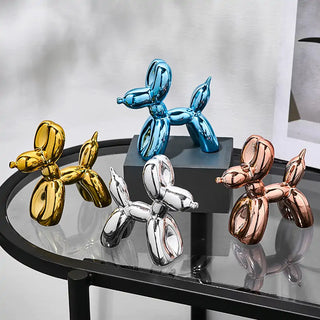 balloon dog sculpture contemporary art porcelain dog statue chromatic coating lifestyle view
