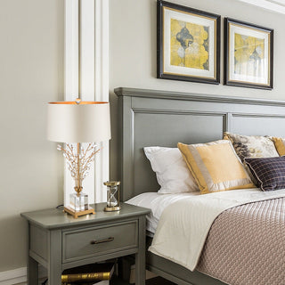 Crystal white bedside lamp front — premium quality soft lighting