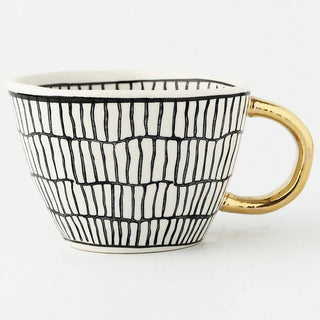 hand painted ceramic mugs luxury porcelain drinkware gold handle 350ml cup back view