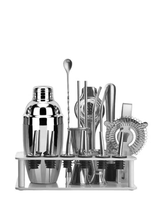 marbella cocktail set 12 piece stainless steel barware home bartender kit front view