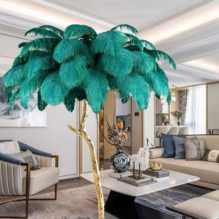 Feather Floor Lamp - Luxury Resin Feather Lamp with Soft Light & Maple Leaf Texture