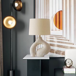 Rustic stone table lamp — resin base texture close-up
