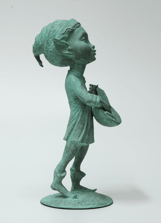 bronze mythological elf unique artist signed art sculpture angle view