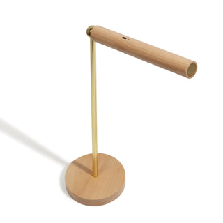 Touch wooden desk lamp front — minimalist adjustable design