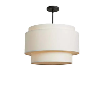 Beige tiered drum shade pendant — contemporary dining room