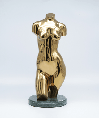 bronze female limited edition figurative art sculpture stone base side view