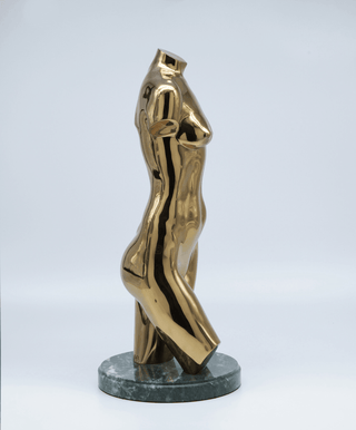 bronze female limited edition figurative art sculpture stone base detail