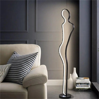 WOMAN sculptural female silhouette floor lamp matte black – full view