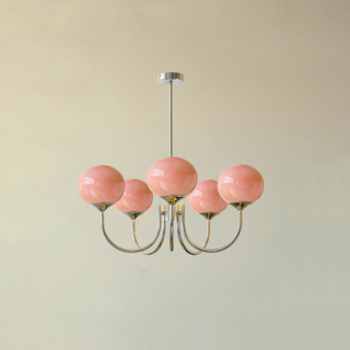 Modern pink glass chandelier bubble design for living room