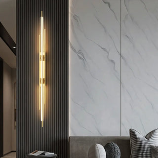 Linear G4 wall sconce gold M size 5x60cm side angle