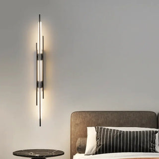 Linear G4 LED wall sconce black S size 5x40cm front view