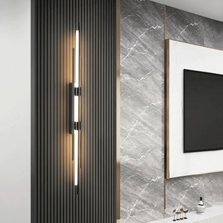 Minimalist linear wall sconce L size 5x80cm black finish