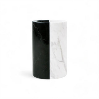 black white split design marble luxury bathroom accessories set side view
