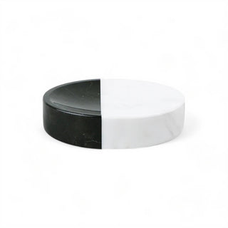black white split design marble luxury bathroom accessories set detail