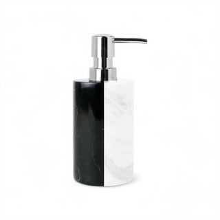 black white split design marble luxury bathroom accessories set front view