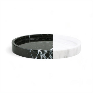 black white split design marble luxury bathroom accessories set angle view
