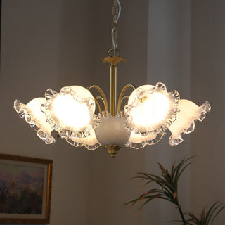 Large flower copper chandelier wide — brass resin ceiling fixture