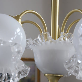 Copper brass flower chandelier detail — large resin warm texture