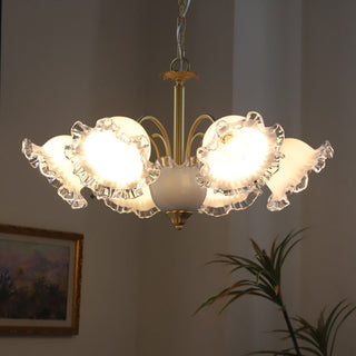Copper Ceiling Chandelier – Large Flower Chandelier with Brass Resin Fixture
