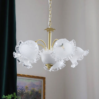Copper flower chandelier setting — large brass resin wide