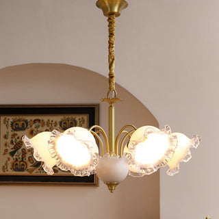 Copper brass flower chandelier front — large resin ceiling design