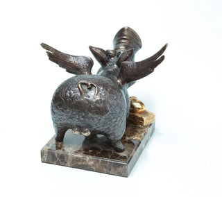 bronze playful boar limited edition figurative art sculpture detail