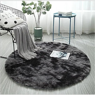round dark grey kilim style polyester floor area rug front view
