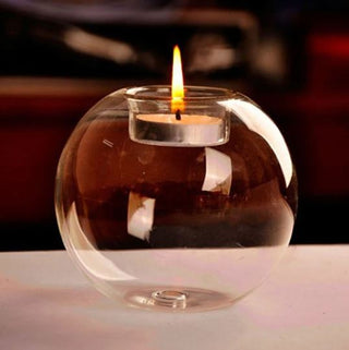 clear borosilicate crystal ball candle holder 8cm tabletop decor side view