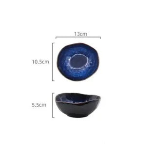 french cat eye bowl earthworks blue ceramic porcelain serving dish irregular shape lifestyle view