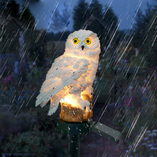 Outdoor Solar Lamp – Hand-Painted Resin Owl With Warm Glow LED Lighting