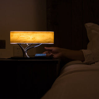 LED touch desk lamp side — wireless charging warm glow