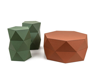 geometric coffee table wooden side table recycled leather unique design close-up