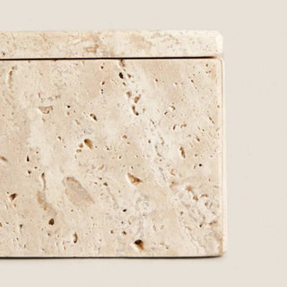 travertine natural stone organizer box elegant rustic storage solution angle view