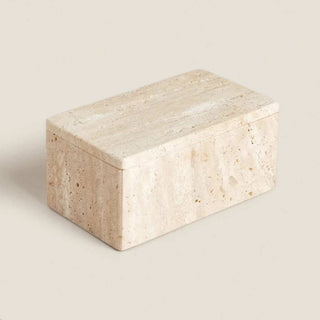 travertine natural stone organizer box elegant rustic storage solution detail