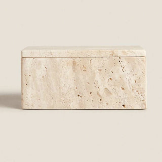 travertine natural stone organizer box elegant rustic storage solution side view