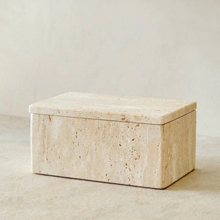 travertine natural stone organizer box elegant rustic storage solution close-up