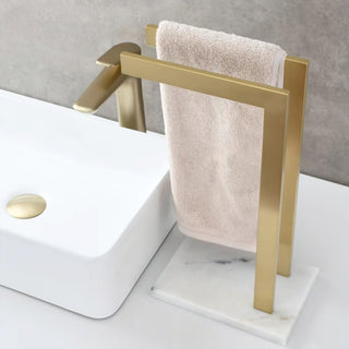 dual rod stainless steel marble base towel holder bathroom organizer lifestyle view