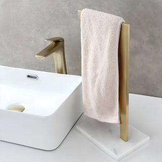 dual rod stainless steel marble base towel holder bathroom organizer top view