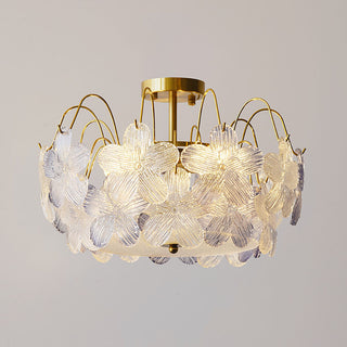 Flower stained glass living room chandelier — classic pendant warm