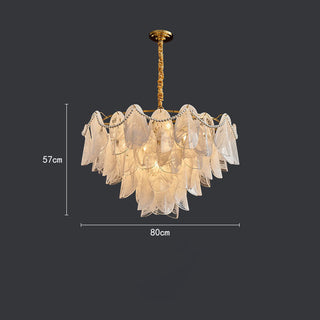 Frosted cloud luxury chandelier wide — glass pendant warm ceiling