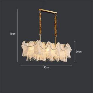 Cloud frosted glass pendant chandelier wide view — luxury warm