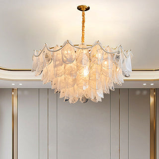 Cloud frosted glass chandelier setting — luxury pendant wide
