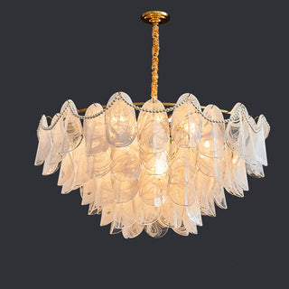 Luxury frosted cloud chandelier detail — glass pendant warm texture