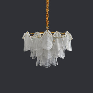 Cloud glass luxury chandelier wide — frosted pendant living room