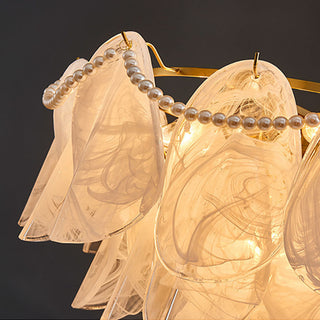 Luxury frosted cloud pendant chandelier — glass living room warm